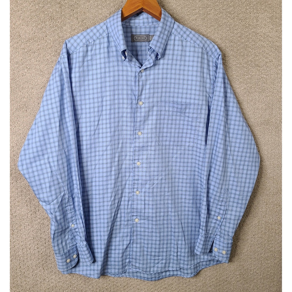 Talbots Shirt Mens Medium Blue Plaid Button Down Cotton Long Sleeve Casual